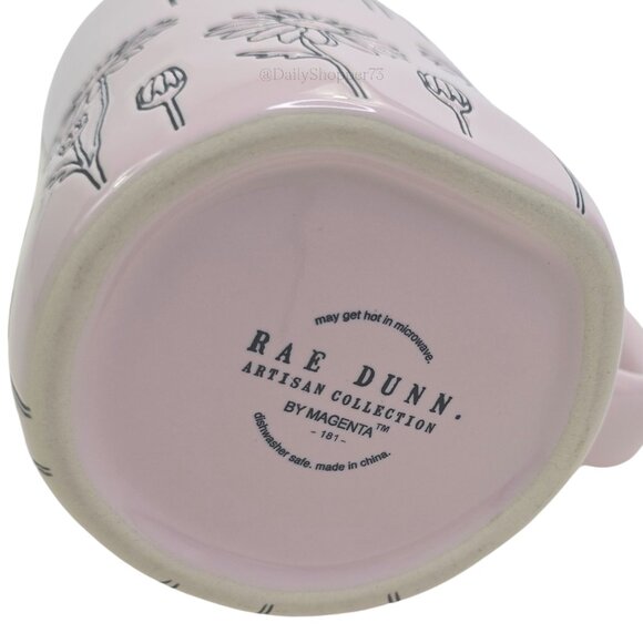Rae Dunn "Happiness" Blush Pink Floral Ceramic Coffee Mug - Picture 5 of 5